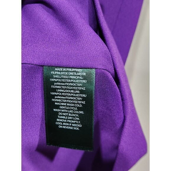Lauren Ralph Lauren Purple Crepe Short Sleeve V Neck Shift Mini Dress, 6 - Picture 10 of 12